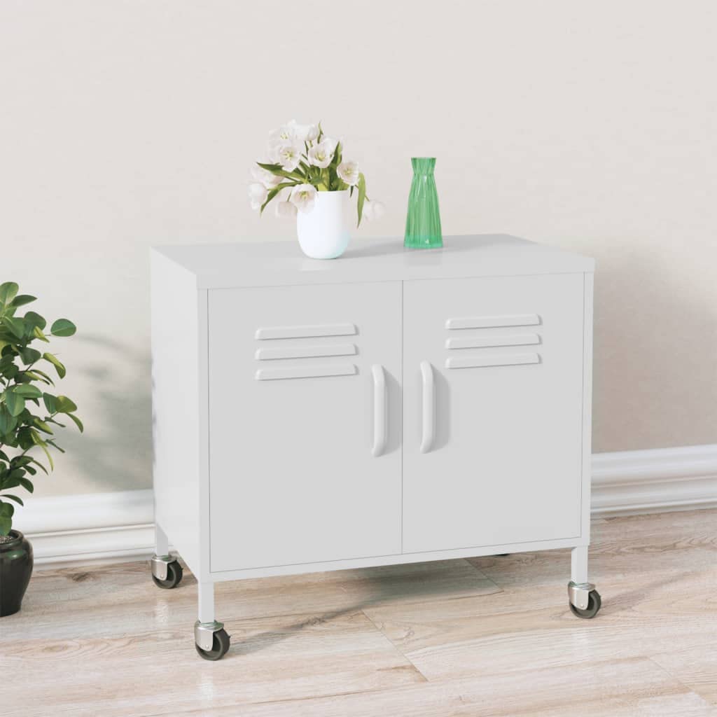 FAMIROSA 2-Door Steel Storage Cabinet with Adjustable Shelf & 4 Wheels - 23.6