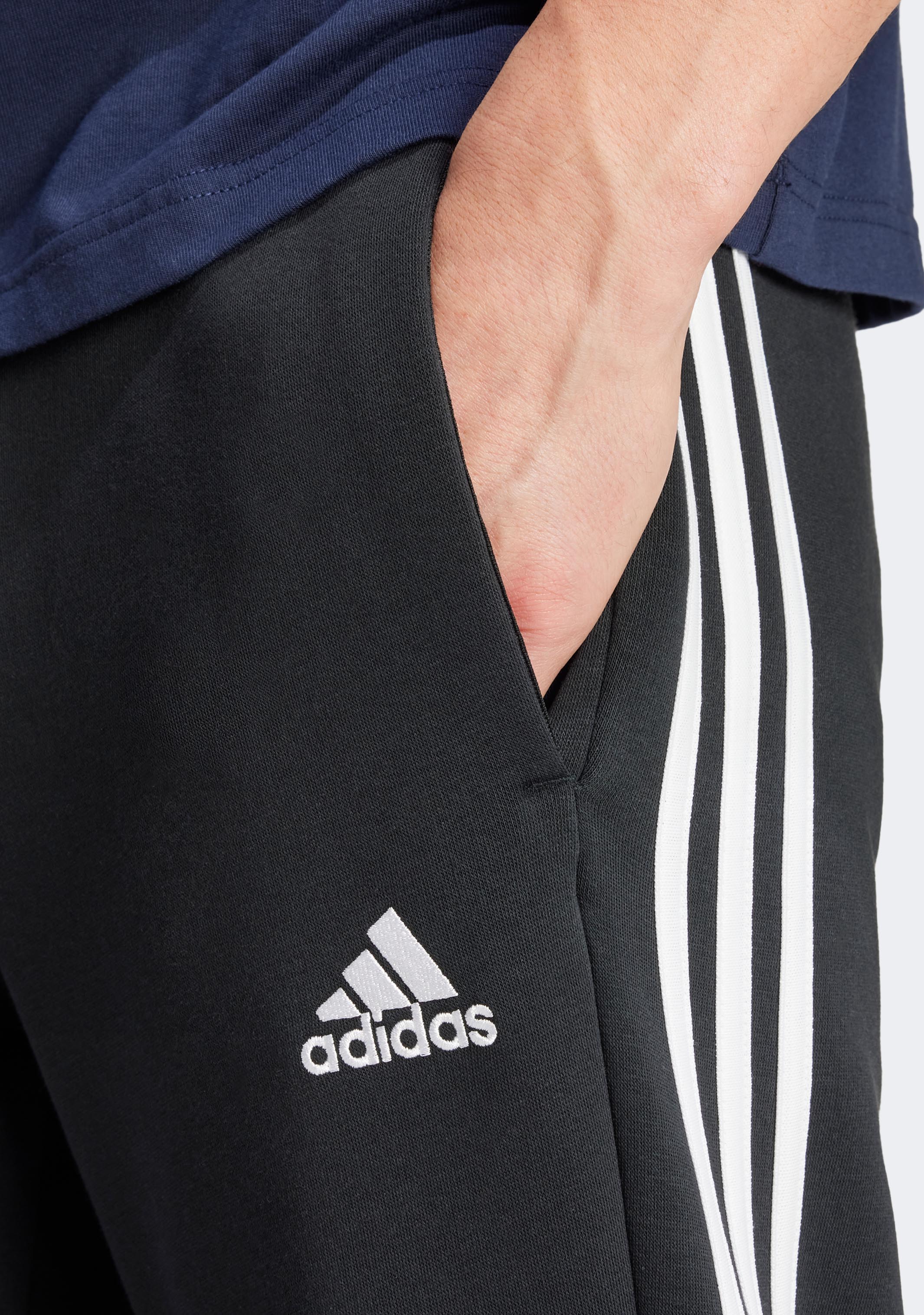 Adidas Men's Essentials 3-Stripes Fleece Sweatpants with Open Hem | Comfortable Athletic Pants for Casual Wear, Lounge & Gym Workouts