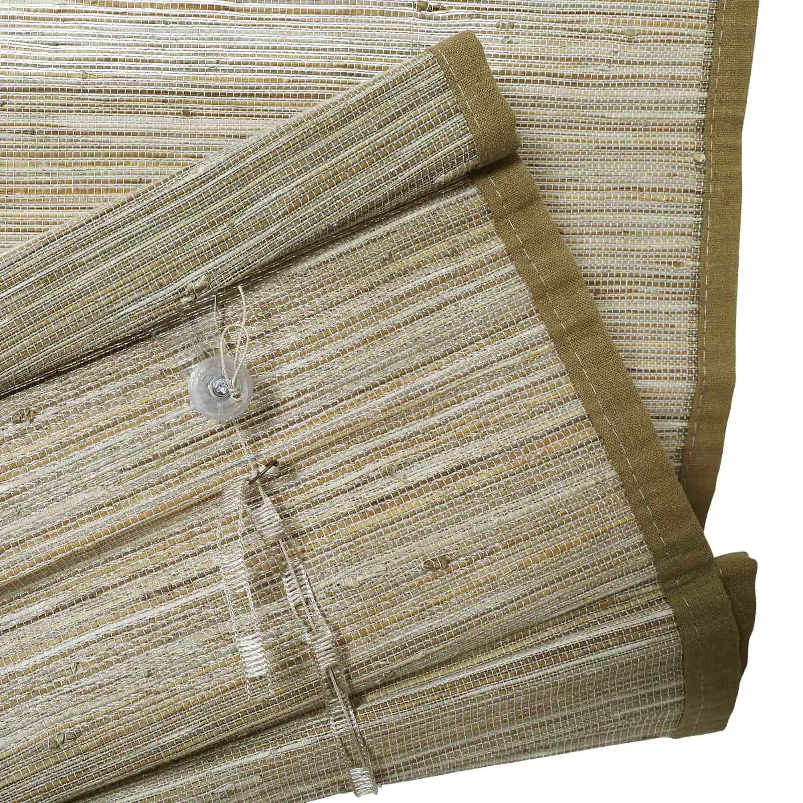 Rae Natural Jute Flax Woven Window Shade - Khaki Color, Eco-Friendly Blackout Curtain for Bedroom & Living Room Privacy