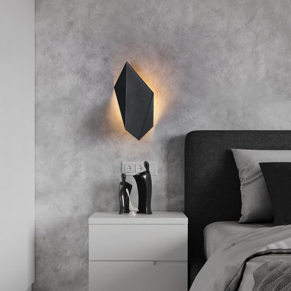 Modern Black LED Wall Sconce - 7W Irregular Indoor Wall Light Fixture, 4000K Warm White - Perfect for Hallway, Bedroom, Living Room & Staircase Lighting