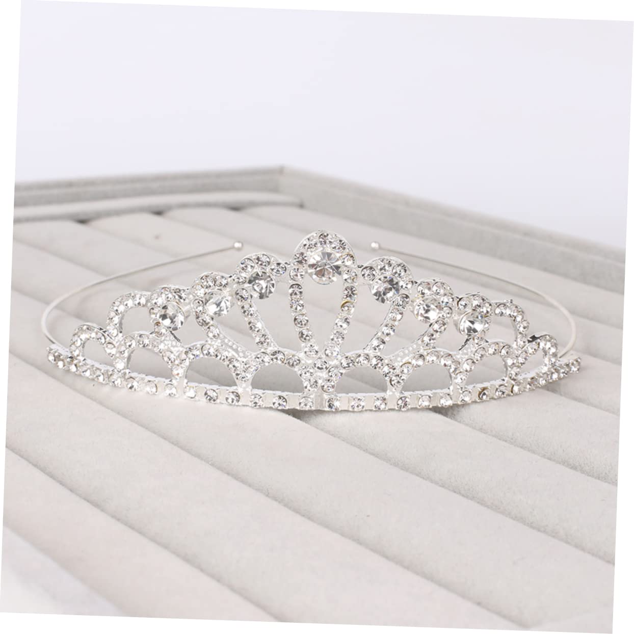 Beaupretty 3-Piece Kids Hair Crown Set - Princess Bridal Tiara with Peach Heart Design, Diamond Hair Jewelry & Headband for Girls (White) | Perfect for Weddings, Birthday Parties & Photo Shoots