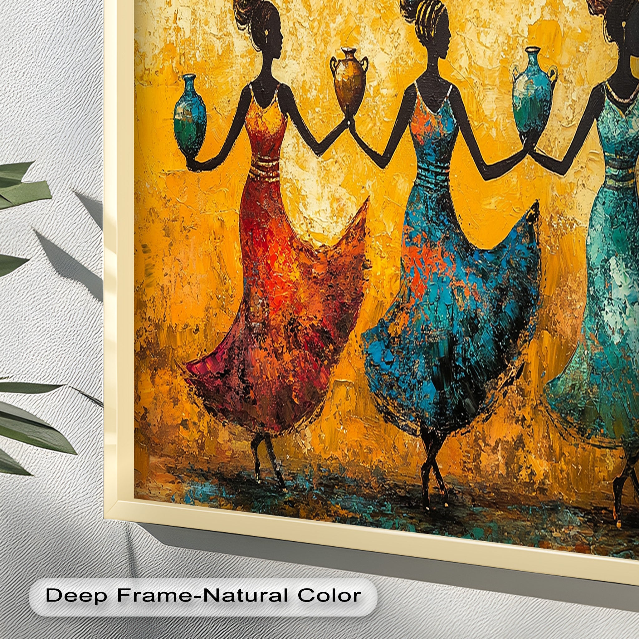 African Dance Wall Art - Handmade Women Oil Painting for Living Room & Bedroom Decor