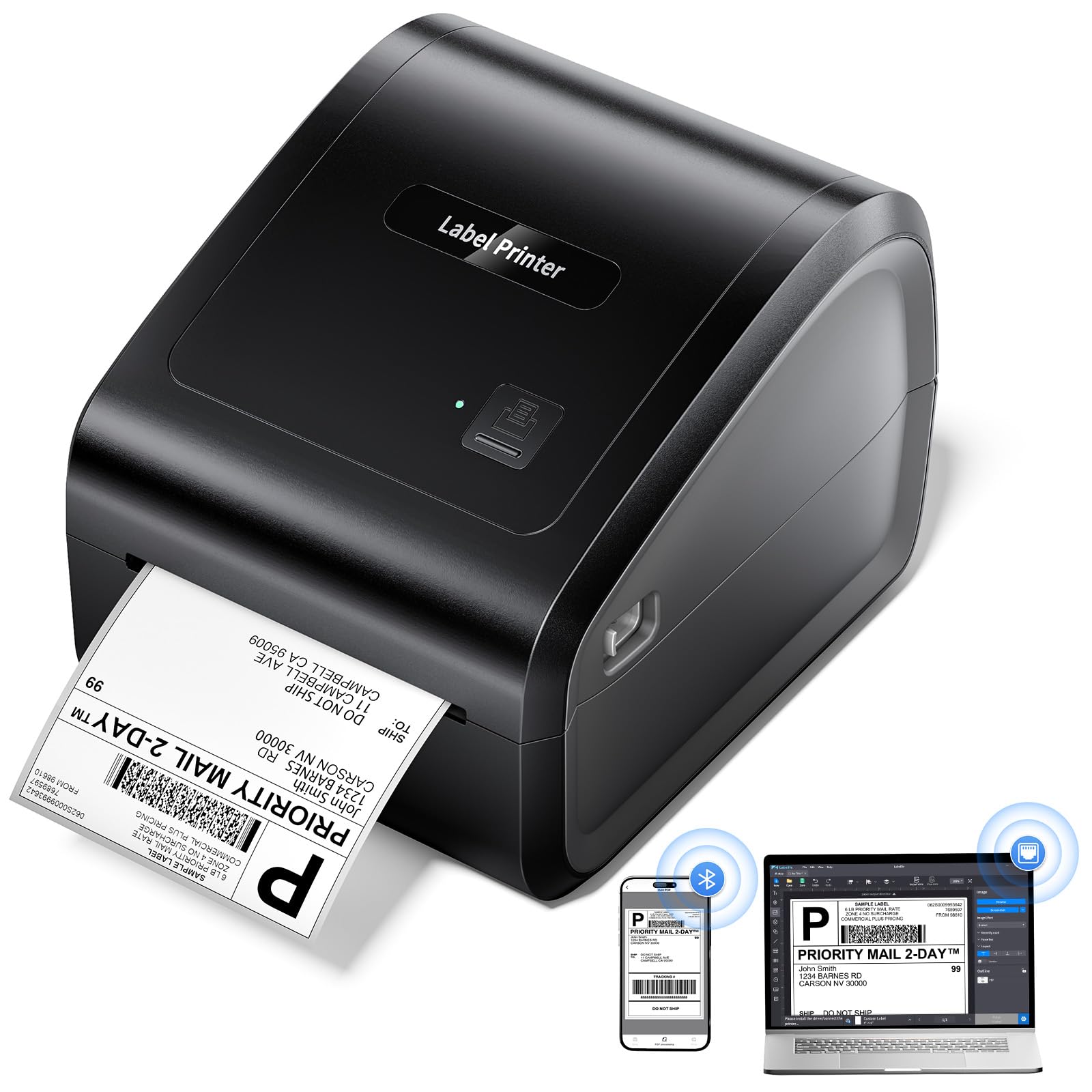 D550 Pro Wireless Bluetooth & Ethernet Thermal Label Printer 4x6 - Shipping Label Printer for Small Business, Office & Home Use - Compatible with Bluetooth, Ethernet & USB - Perfect for E-commerce, Amazon FBA & Logistics Label Printing