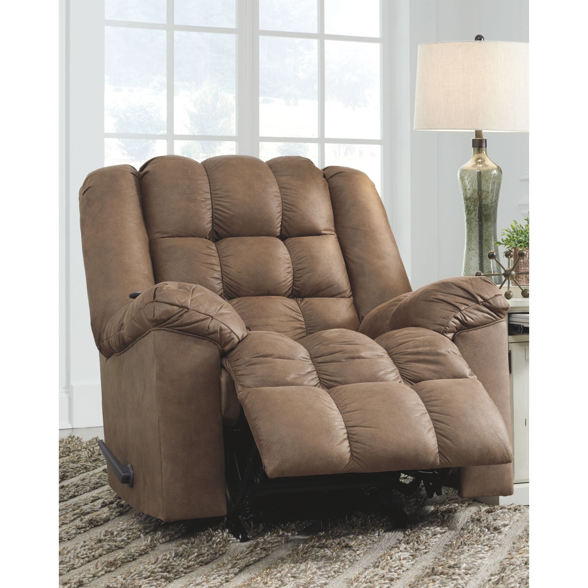 Adrano Rocker Recliner Chair - Comfortable Leather Rocking Recliner with Padded Cushions for Living Room, Bedroom, or Nursery - Perfect for Relaxing, Reading, and Nursing