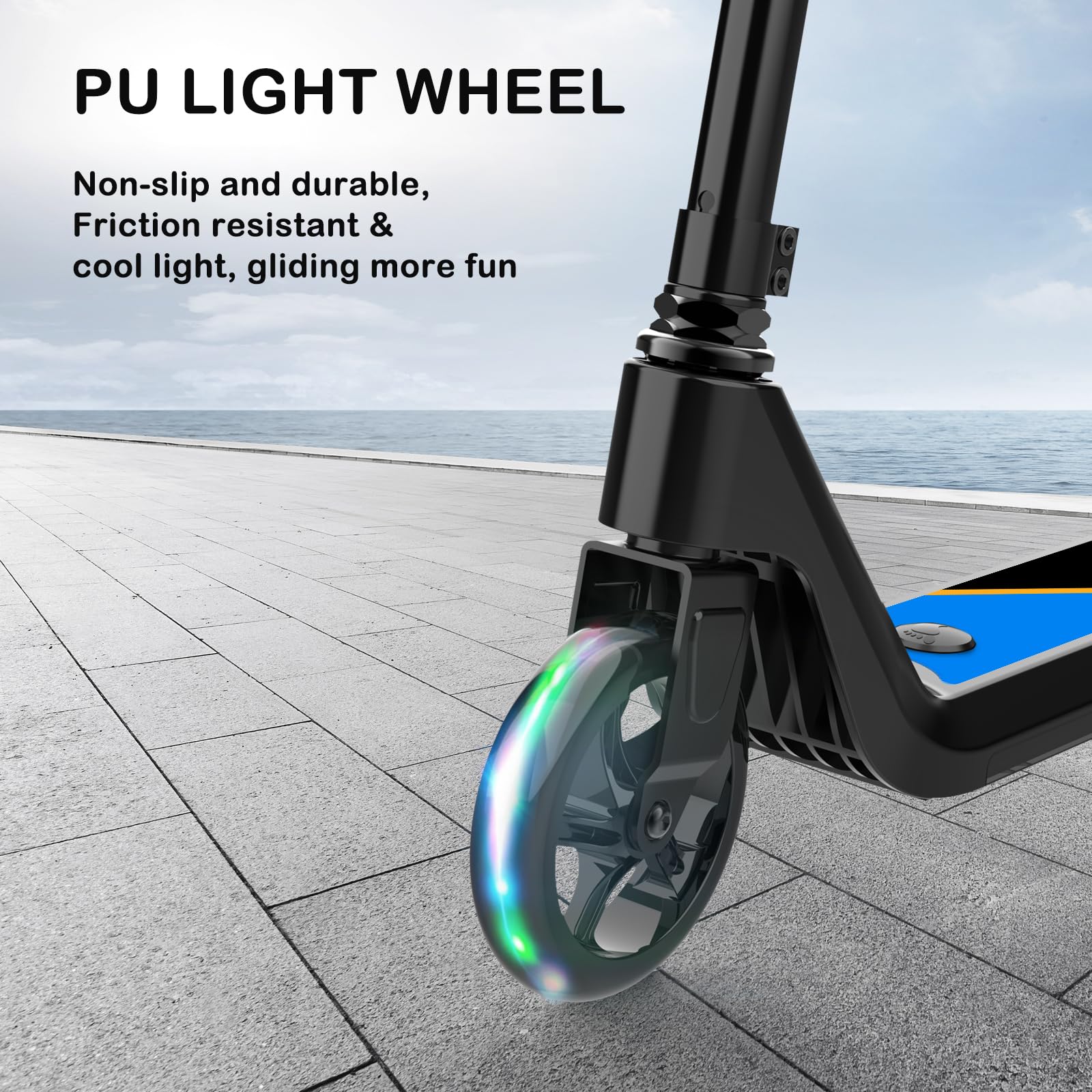 Best Electric Scooter for Kids Ages 6-10 - Adjustable Speed & Height Kick Scooter with LED Wheel & Deck Lights - Perfect for Commuting to School, Park Rides & Neighborhood Fun