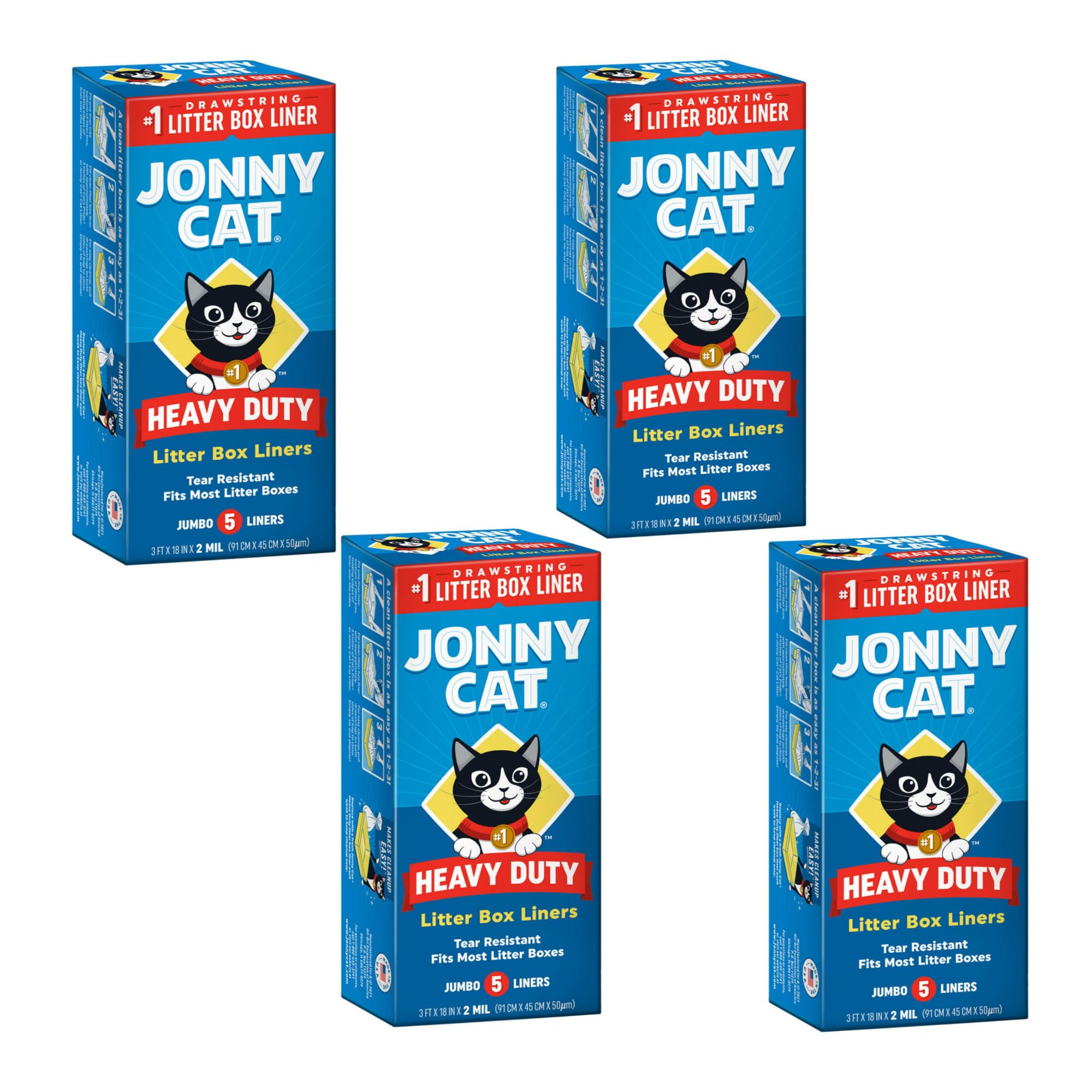 JONNY CAT Litter Box Liners - Extra Thick & Tear-Resistant Disposable Cat Litter Bags for Easy Cleanup (4-Pack) | Durable & Convenient for Odor Control & Mess-Free Litter Box Maintenance