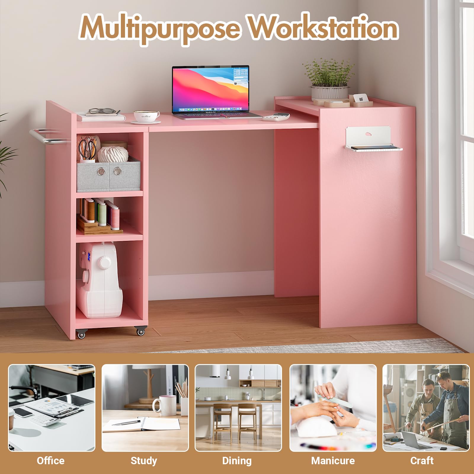 Foldable Manicure Table with Storage - Portable Nail Tech Desk with Adjustable Shelves & Fabric Drawers | Wall Mount Nail Station for Home, Office, Beauty Salon & Spa | Perfect for Professional Nail Artists & DIY Manicures