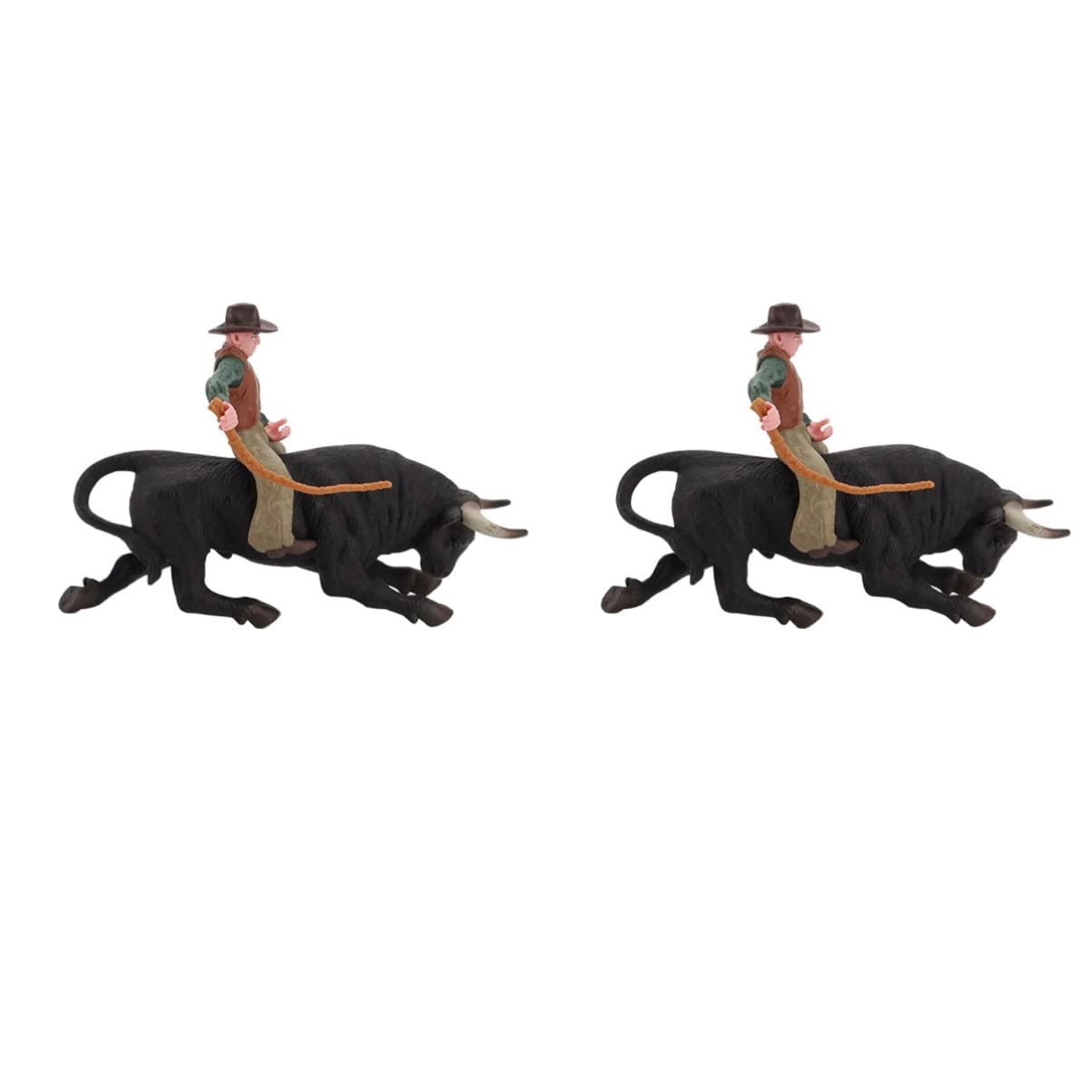 Toyvian 2 Sets Bull Rodeo Toy Playset - Bucking Bulls & Rider Figurines for Cowboy Action - Perfect for Western-Themed Play, Rodeo Party Favors & Kids' Imaginative Play