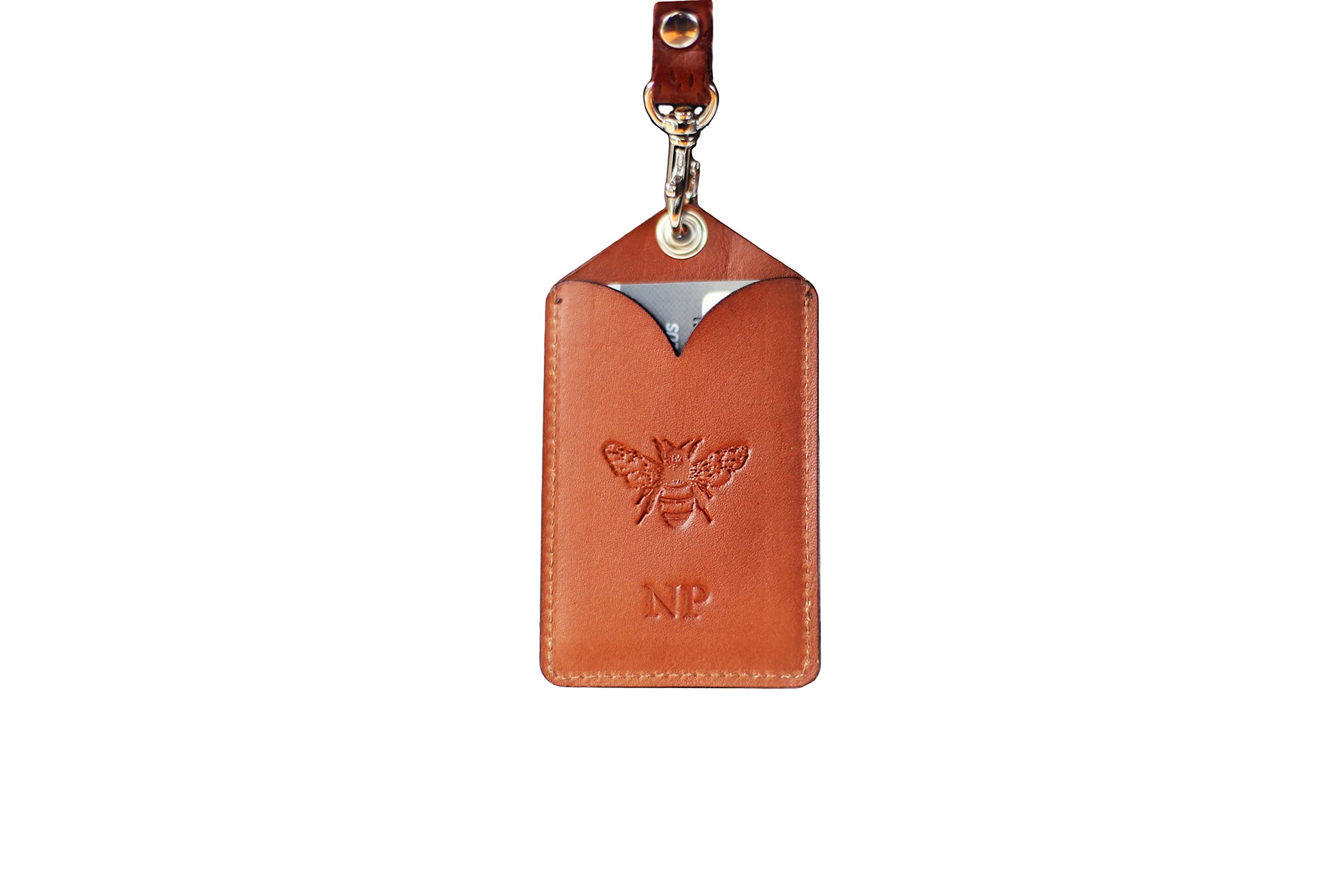 Premium Custom Leather ID Holder with Card Pocket - RFID Blocking Badge Holder for Work, School & Events - Personalized Name & Logo Options