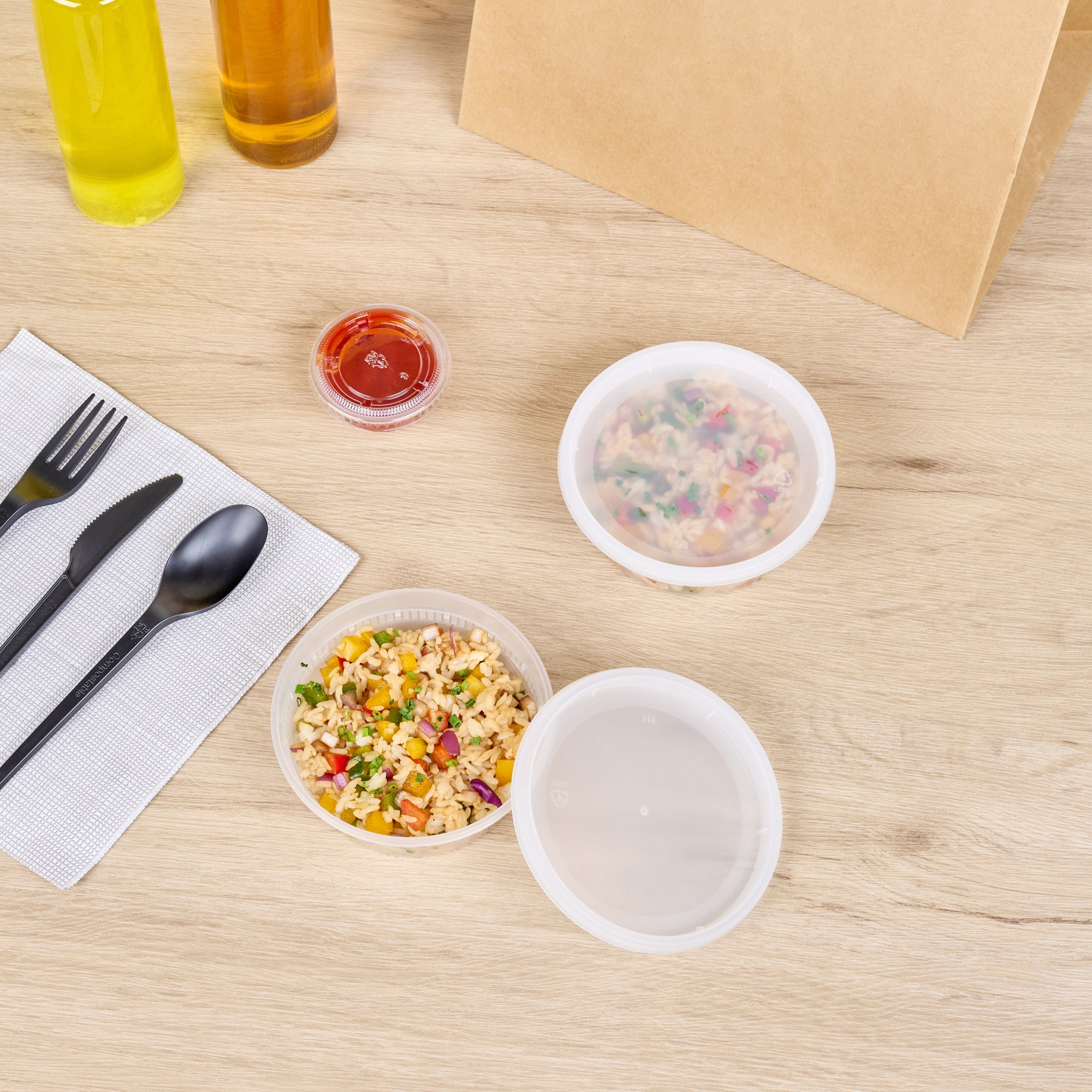 8 oz Round Clear Plastic Soup Containers with Lids (25-Pack) - Microwave Safe, 4.5