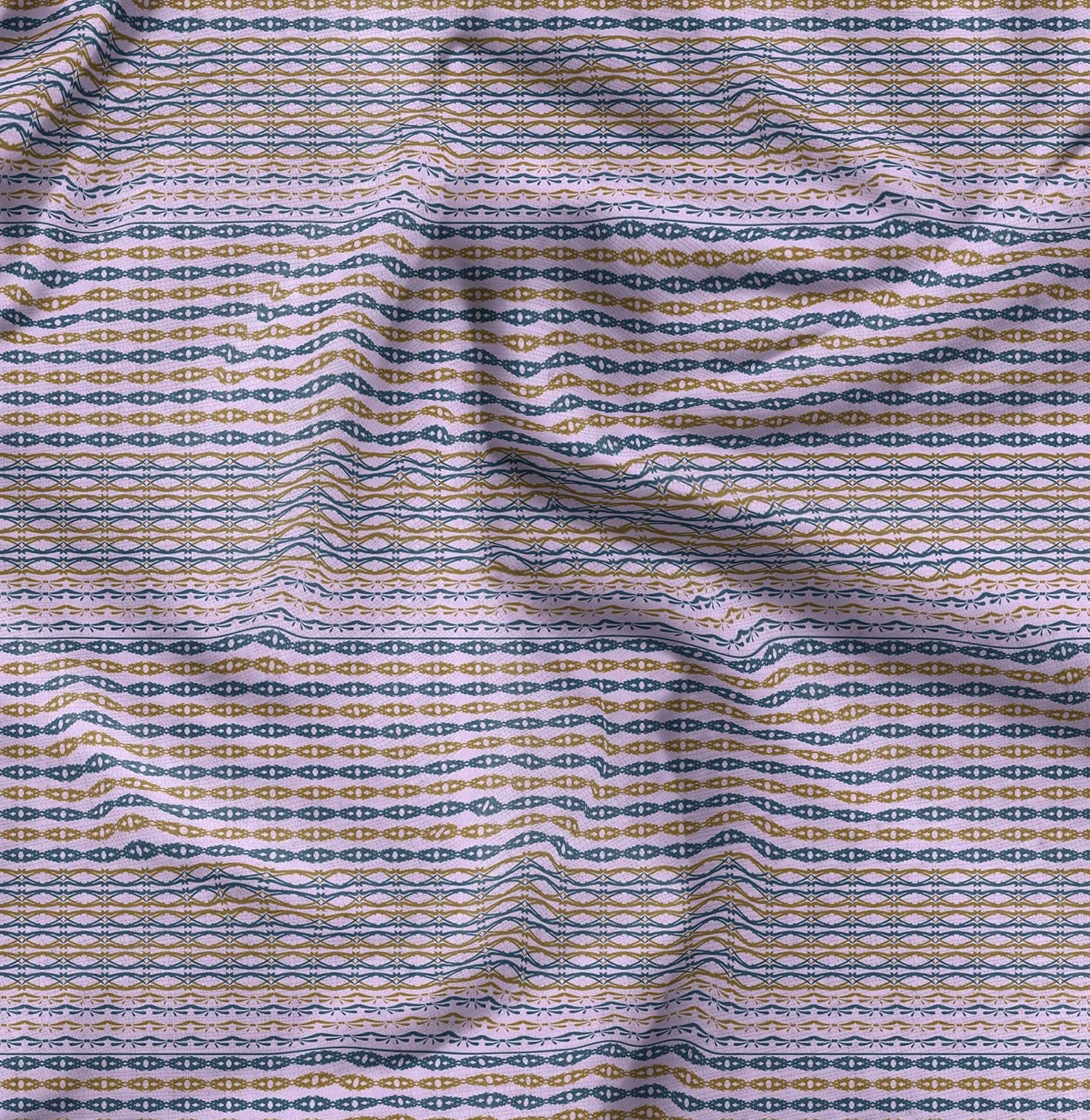 Soimoi Moss Georgette Brown Fabric by The Yard - 42 Inch Wide Filigree Damask Print Material - Elegant Printed Fabric for Dresses, Curtains & Home Decor Projects