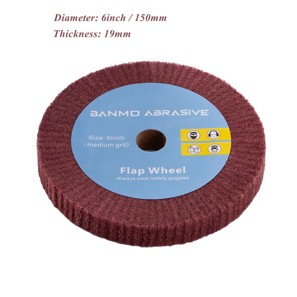 6 Inch Bench Grinder Polishing Wheel - 320 Grit Tight Weave for Metal, Copper & Finishing | 19mm Thick Non-Woven Burnishing Wheel | Perfect for DIY Projects, Jewelry Making & Metal Restoration