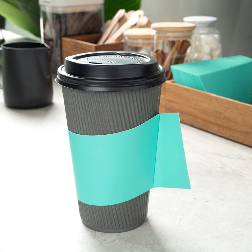 Restpresso Hot Coffee Sleeves with Handle - 1000 Disposable Cup Sleeves for 12oz, 16oz & 20oz Cups | Turquoise Paper Cup Jackets | Restaurantware (Cups Sold Separately) - Perfect for Coffee Shops, Cafes & Takeout Businesses