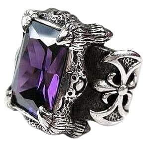 Purple Amethyst Dragon Claw Sterling Silver Ring for Men - Gothic Jewelry, Fantasy Gift, Cosplay Accessory for LARP, Renaissance Fairs & Witchy Aesthetics