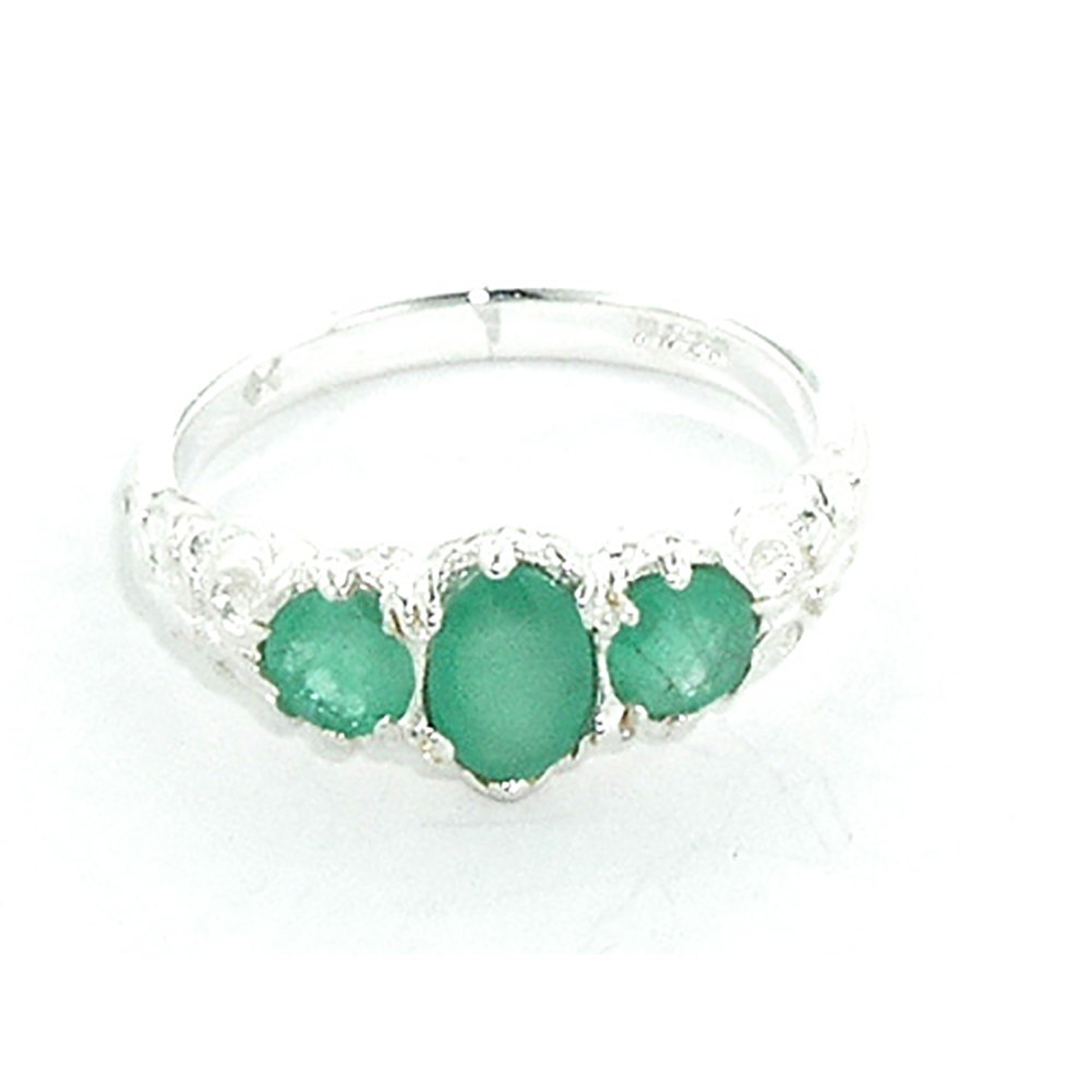 925 Sterling Silver Genuine Emerald Women's Band Ring - Elegant Wedding, Engagement & Everyday Jewelry for Women