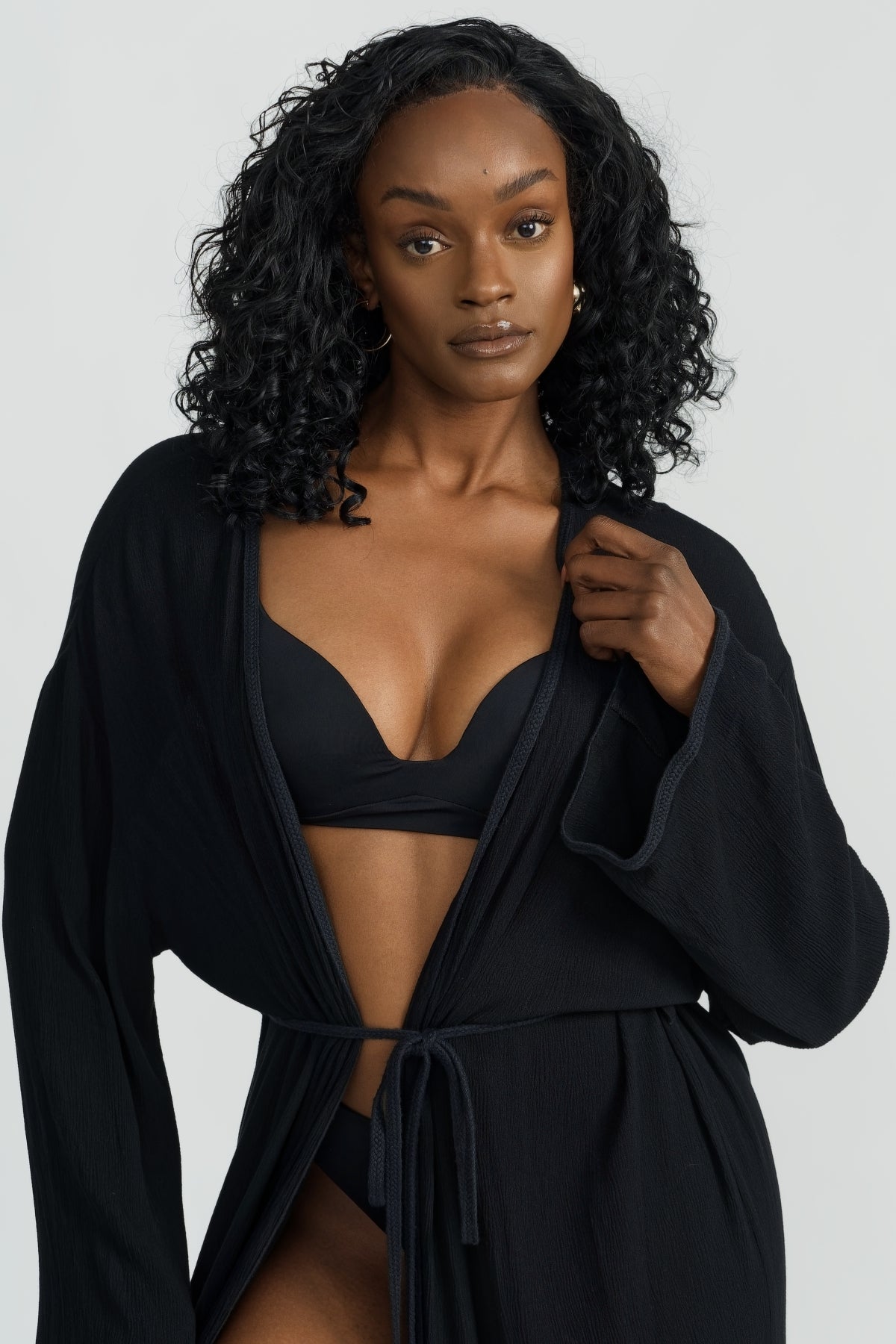 Arlo Robe for Women - Soft & Comfortable Black Bathrobe - Perfect for Spa, Lounge & Relaxation at Home