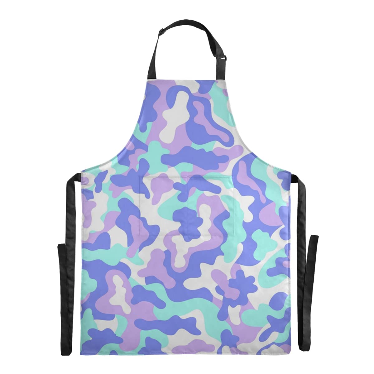 RunningBear Waterproof Adjustable Bib Apron - Contemporary Camouflage Pattern for Nail Technicians, Barbers & Dishwashers - Large Pocket & Comfortable Fit for Adults - Perfect for Salon, Kitchen & Workshop Use