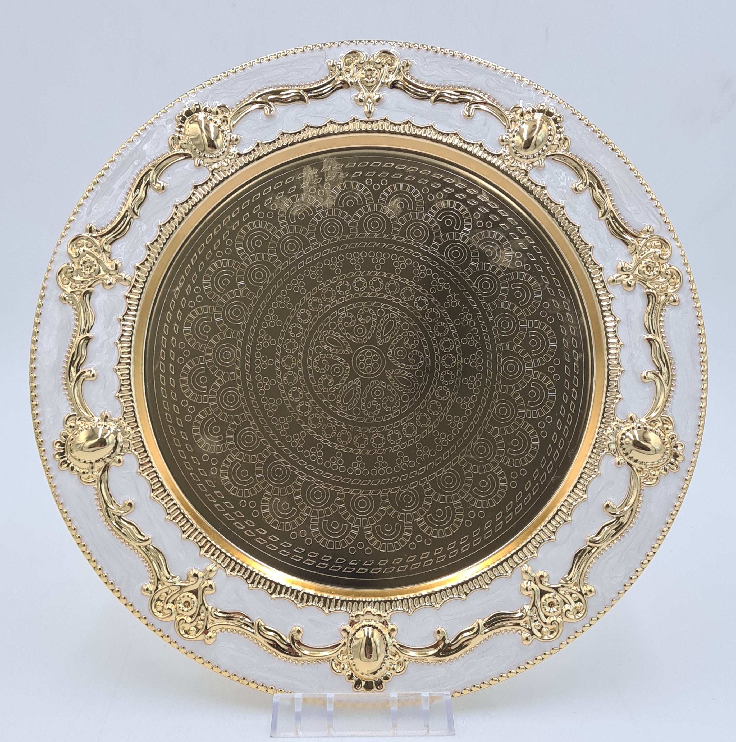 12-Pack Gold and White Charger Plates - Elegant Dinnerware for Weddings, Parties, and Formal Dining Events