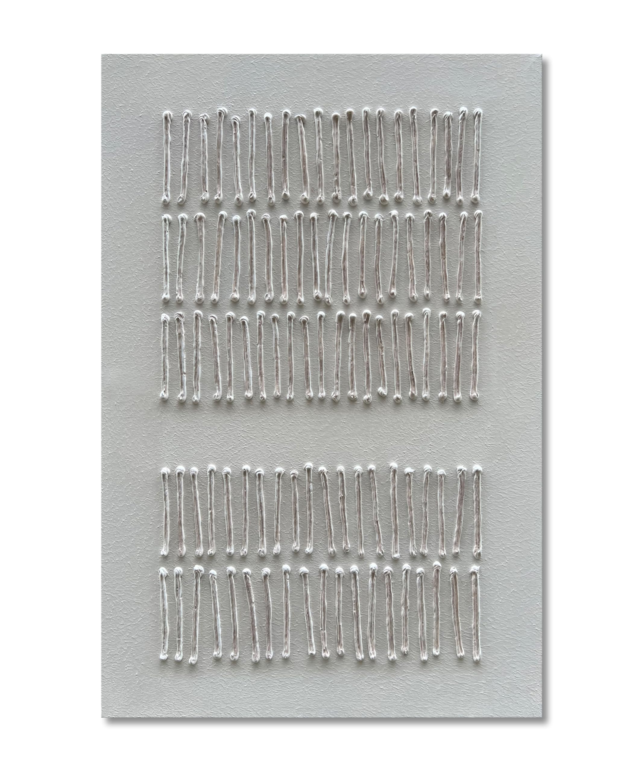 Hand-Painted White Minimalist Abstract Oil Painting on Canvas - 45x30 Inch Modern Textured Wall Art for Living Room, Bedroom & Office Decor