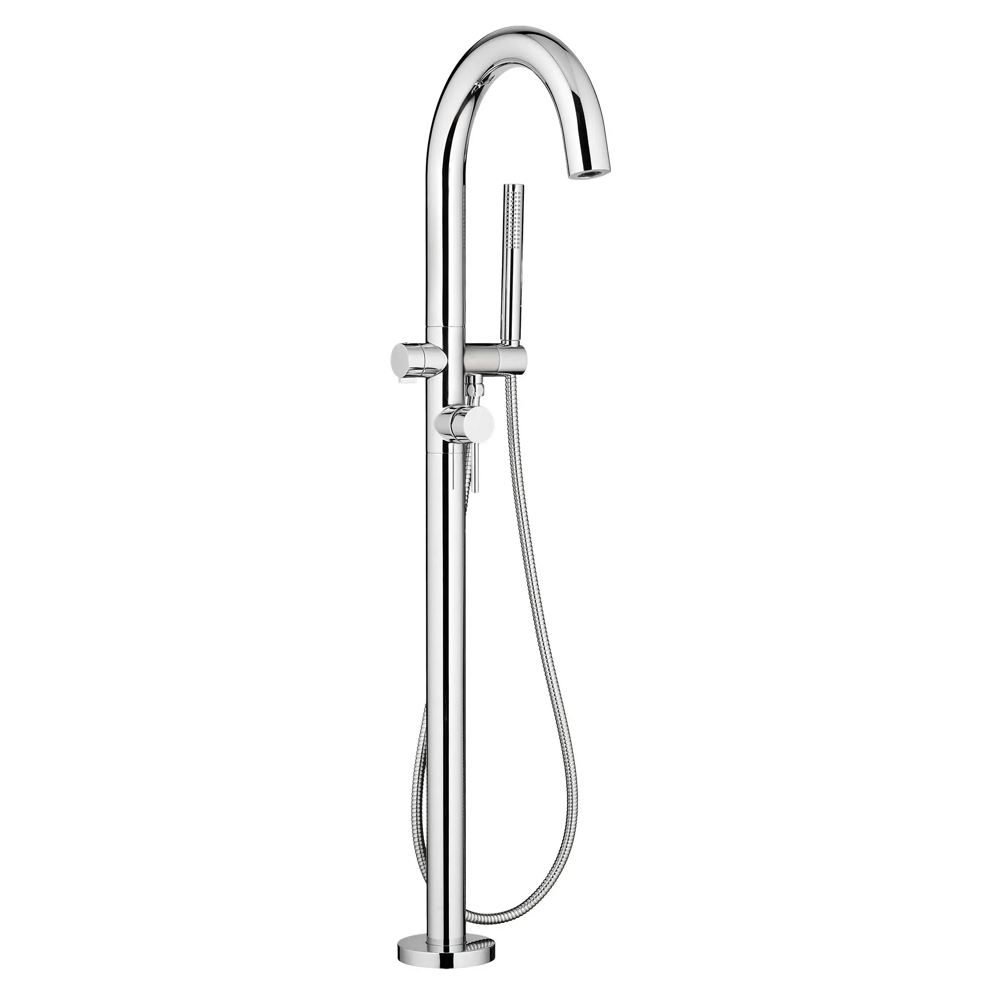 Modern Freestanding Bathtub Faucet with Hand Shower - Round Design, Lever Handle, Rough-in Valve - Perfect for Spa, Master Bathroom & Luxury Bathroom Renovations