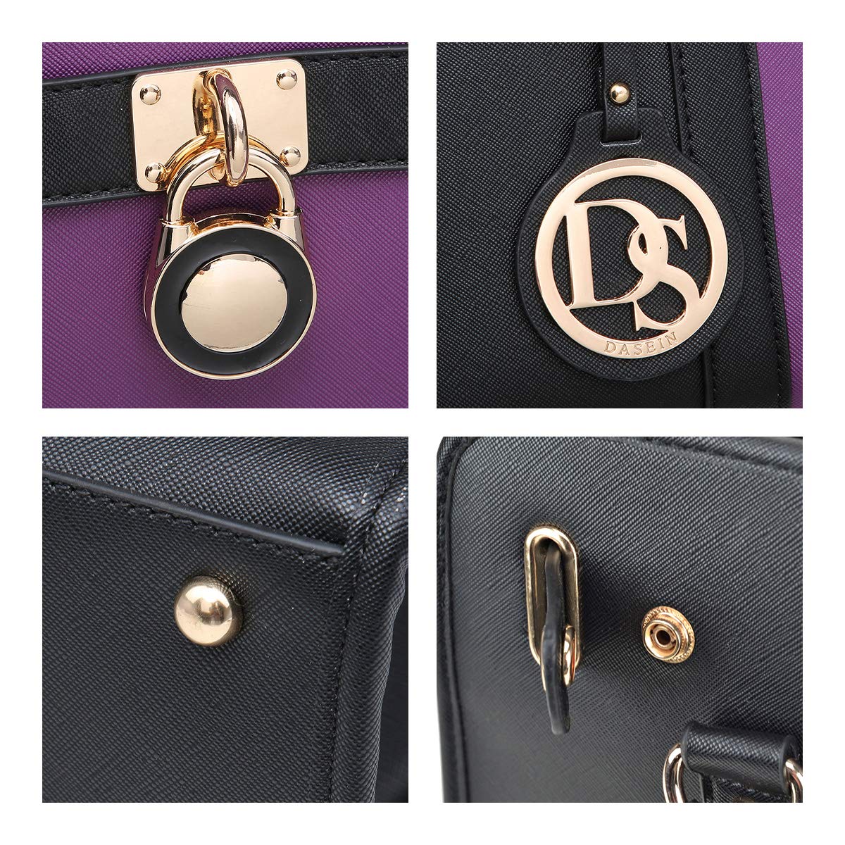 Dasein Vegan Leather Two Tone Satchel Handbag for Women - Large Shoulder Bag & Matching Wallet Set - Perfect for Work, Travel, and Everyday Use