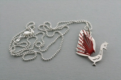 Elegant Peacock Wire Pendant Necklace with 45cm Red Ball Chain - Perfect for Parties, Gifts & Boho Fashion