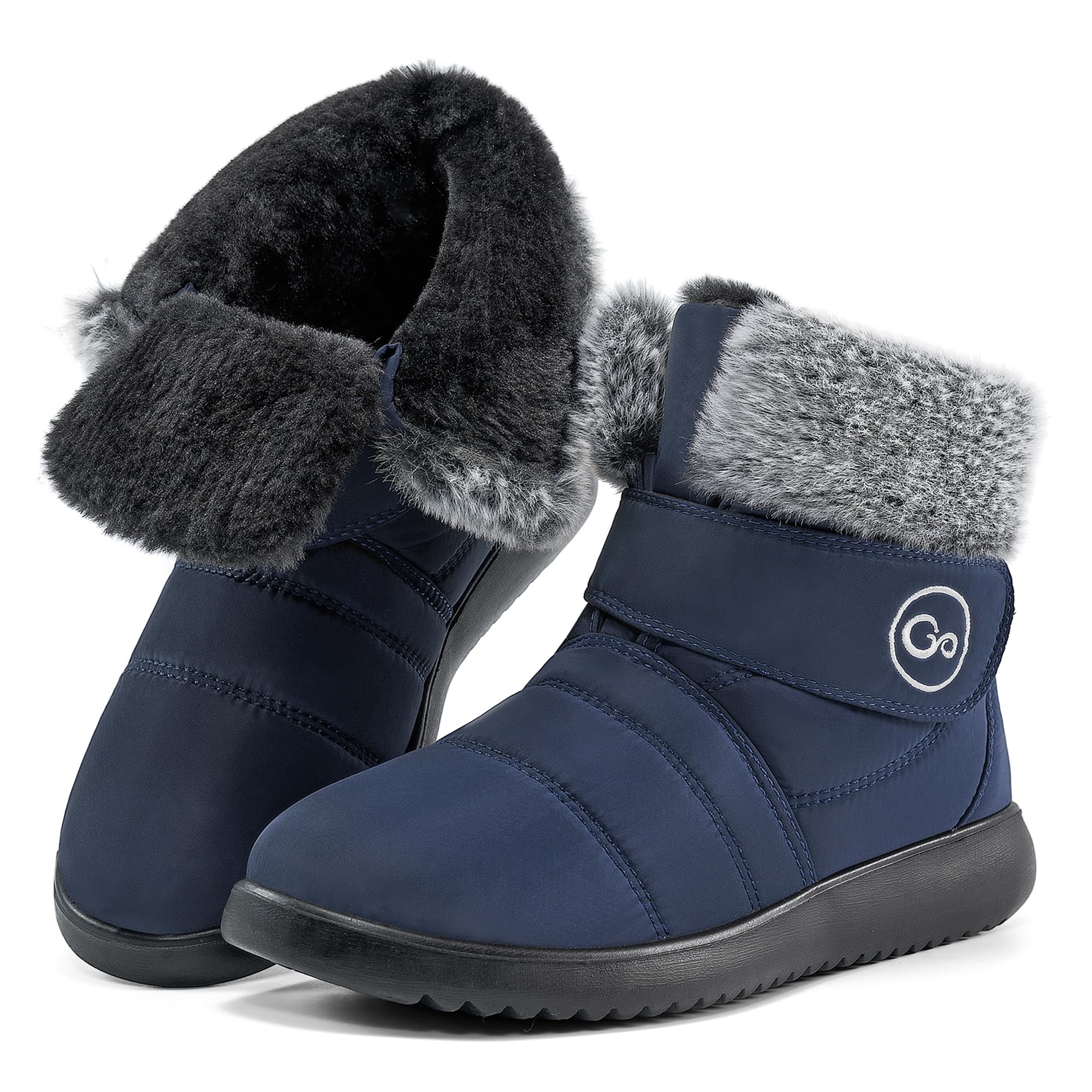 **Reimferce Women's Winter Snow Boots - Waterproof Slip-On Booties with Hook & Loop, Fur Lined for Warmth & Comfort - Anti-Slip Sole for Safety - Perfect for Snowy Days, Hiking & Outdoor Activities**