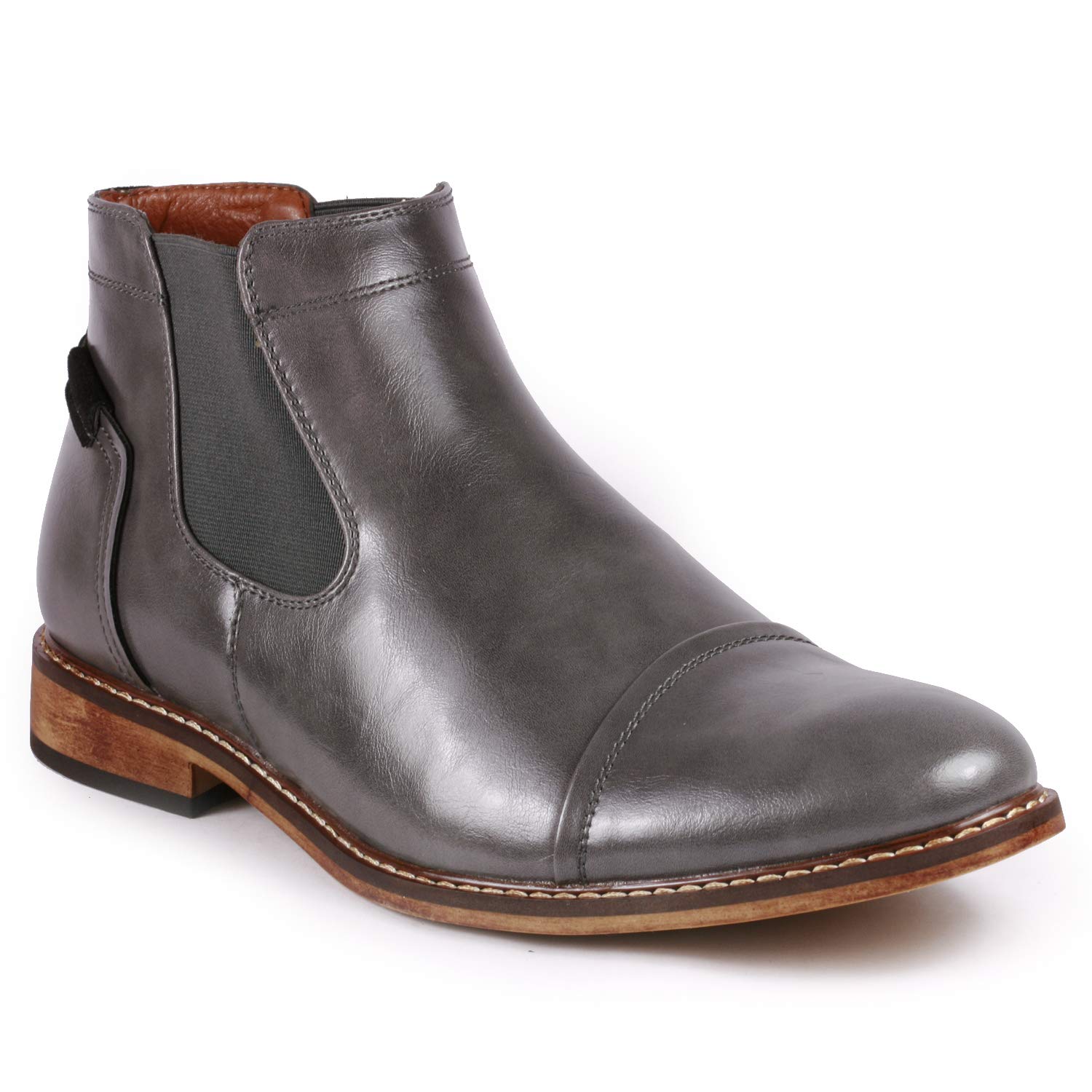 Metrocharm MC148 Men's Cap Toe Chelsea Boots - Formal & Casual Dress Shoes for Office, Wedding & Night Out | Slip-Resistant Ankle Boots for Men