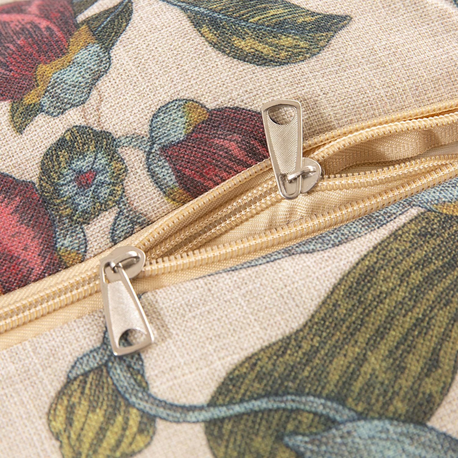 4-Piece Outdoor Dining Chair Cushions Set - 44x21x4.5 Inch Waterproof Patio Seat Cushions with Zipper & Single Welt - Khaki Floral Essence - Perfect for Backyard, Deck, Garden & Poolside Relaxation