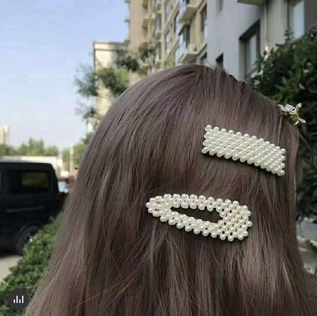 HAPPYMATES 5-Piece Large Pearl Hair Clips Set - Korean Style Pearl Barrettes for Women & Girls - Fashion Hair Accessories for Weddings, Parties & Everyday Wear