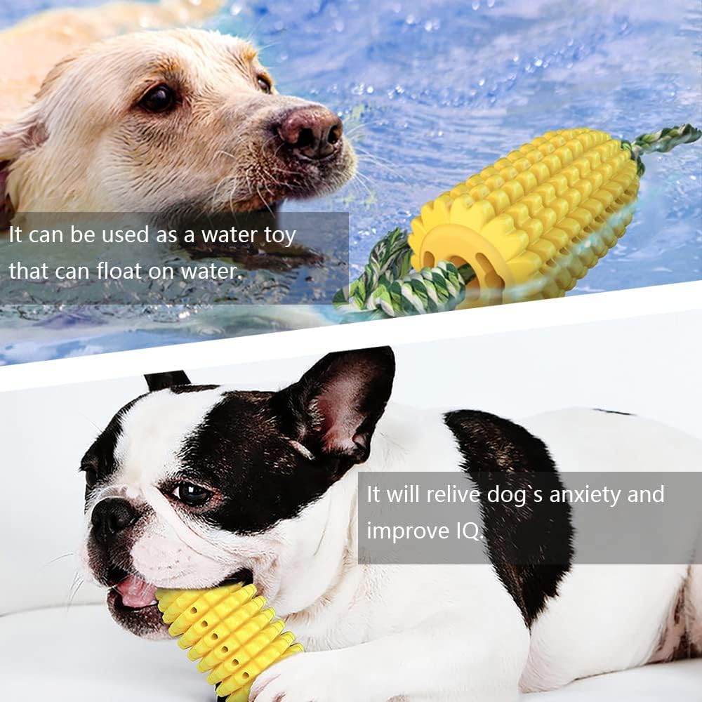 Durable Dog Chew Toys for Aggressive Chewers - Interactive Corn Shaped Puppy Toys with Squeaker & Non-Squeak Options, Teeth Cleaning Toothbrush Design - Best for Medium & Large Dogs - Perfect for Boredom Relief, Dental Health & Playtime Fun