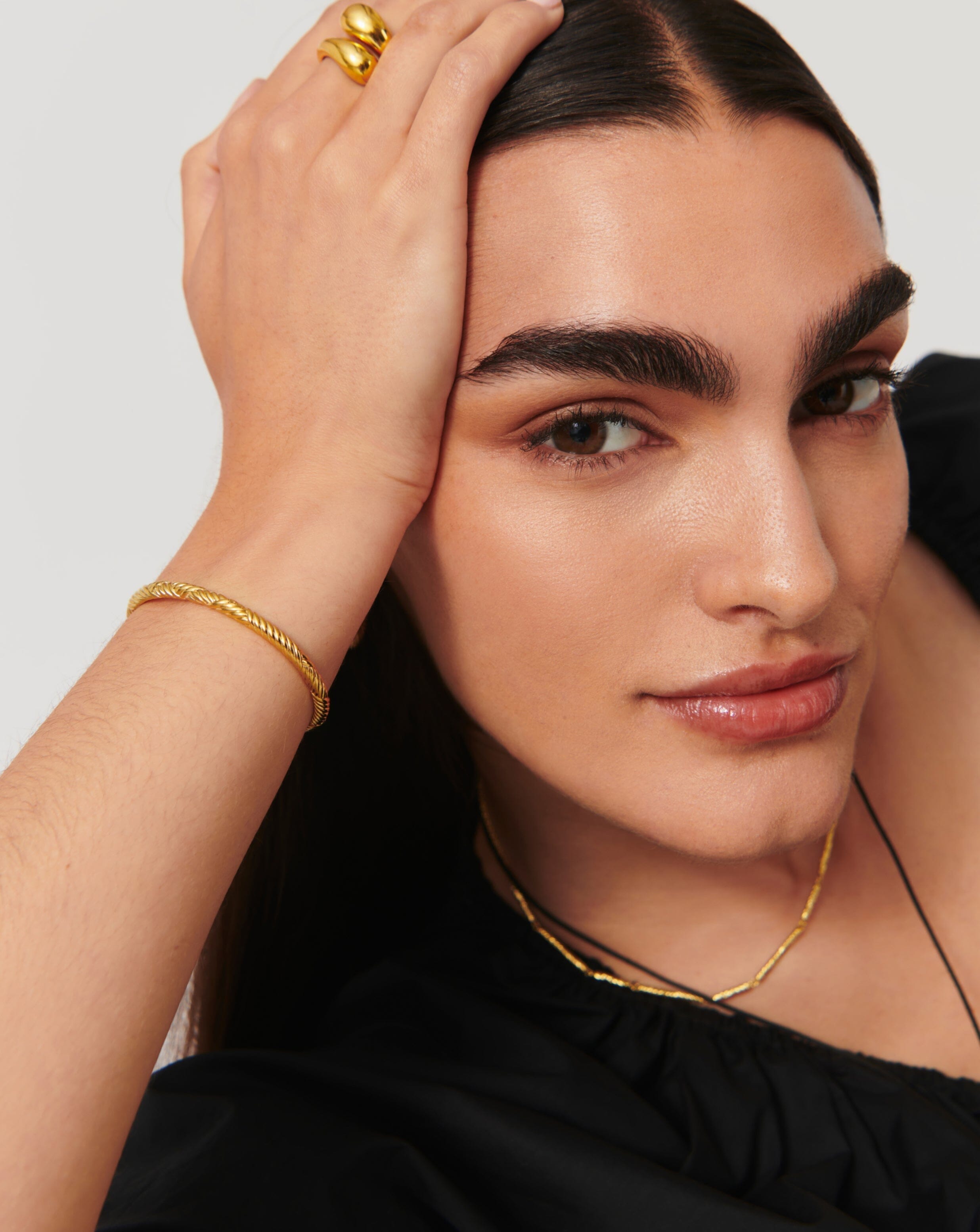 Wavy Ridge Gemelli Cuff Bracelet for Women - Elegant Gold Plated Adjustable Bangle - Perfect for Parties, Weddings & Everyday Wear