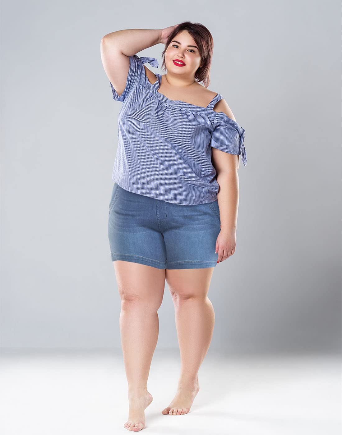 **HDE Women's Plus Size High Waisted Stretch Denim Shorts – Pull-On Jean Shorts for Casual Wear, Summer Outfits & Beach Vacations**