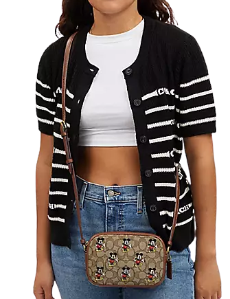 Coach Disney X Coach Mini Jamie Camera Bag - Signature Jacquard with Mickey Mouse Print - Perfect for Everyday Use, Travel & Disney-Themed Outfits