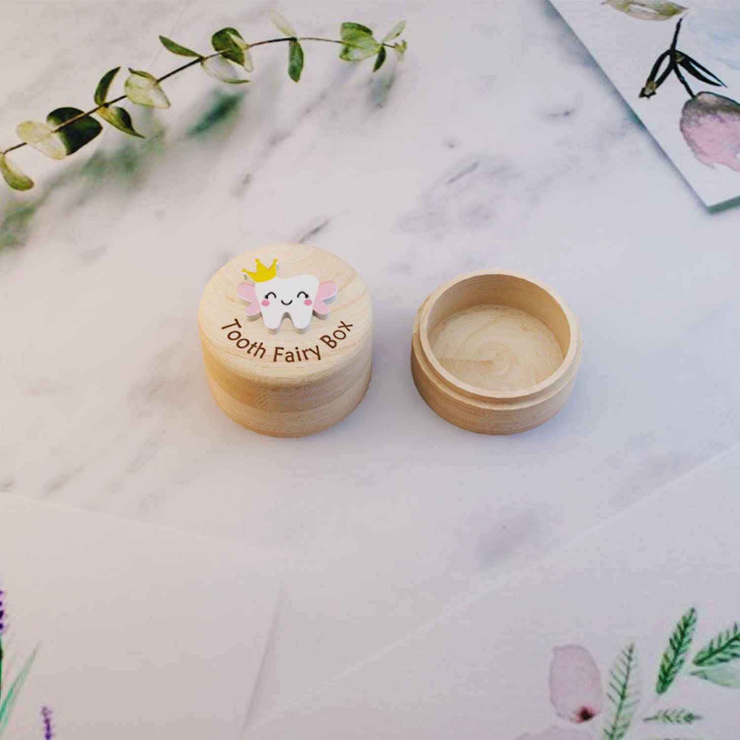 **Cute Carved Wooden Tooth Fairy Box for Girls - 3D Tooth Keepsake Storage, Lost Teeth Holder, Unique Gift for Little Girls | Perfect for Bedtime Rituals & Childhood Memories**