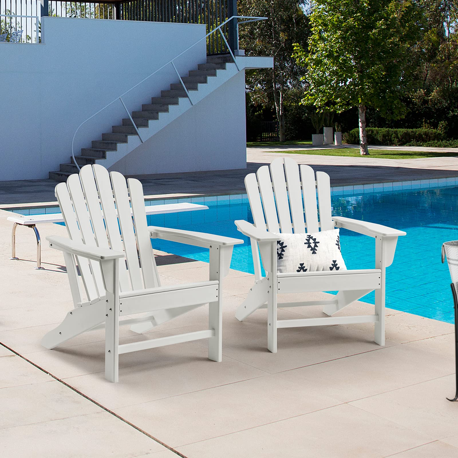 Lazyspace Classic Outdoor Adirondack Chair Set of 2 - Weather Resistant Patio Furniture for Garden, Porch, Deck & Backyard - Perfect for Relaxing, Sunbathing and Outdoor Gatherings