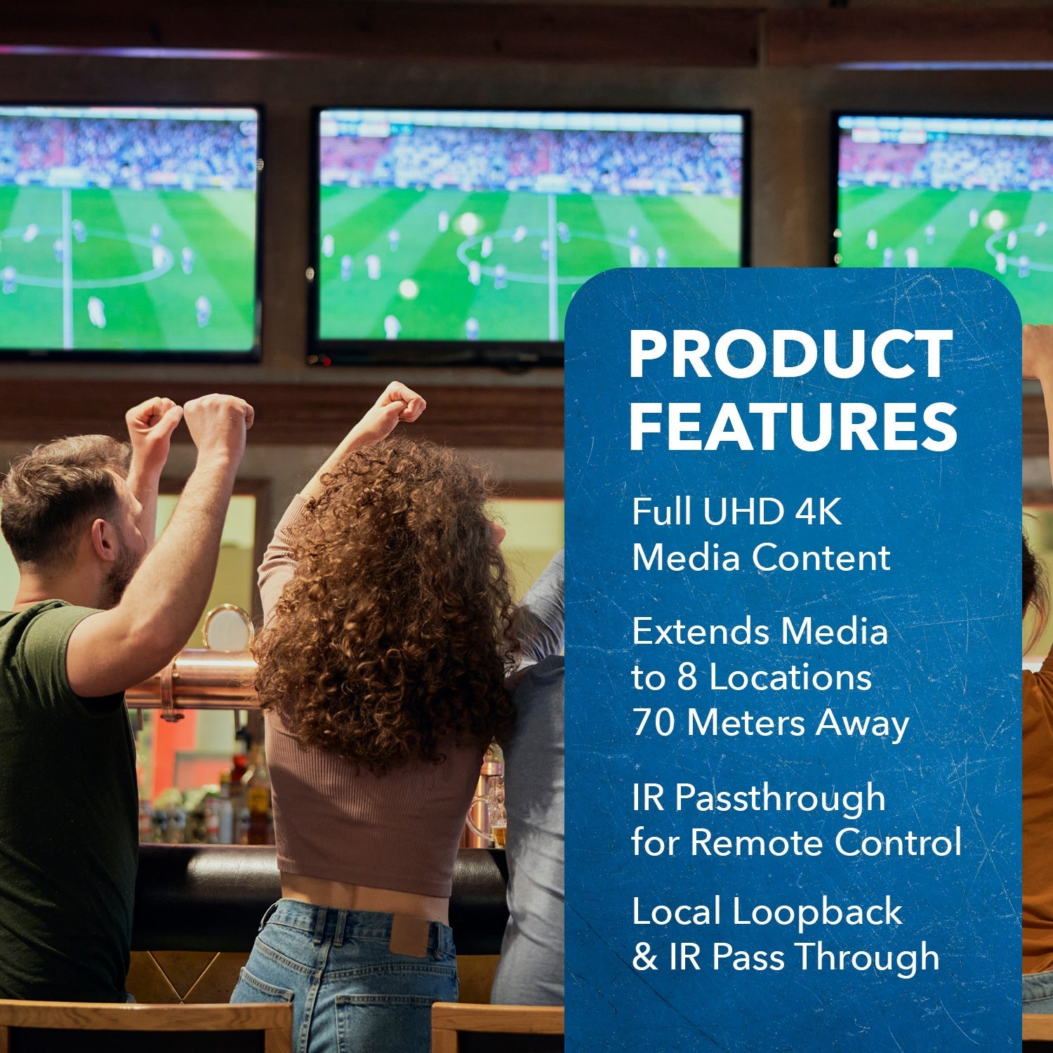 1x8 4K HDMI Extender Splitter Over Single CAT6/7 Cable - Up to 230 Feet, 18Gbps Bandwidth, Bi-Directional IR, RS-232 Control & EDID Management (UHD18 IPC230 K) - Perfect for Home Theater, Conference Rooms & Digital Signage