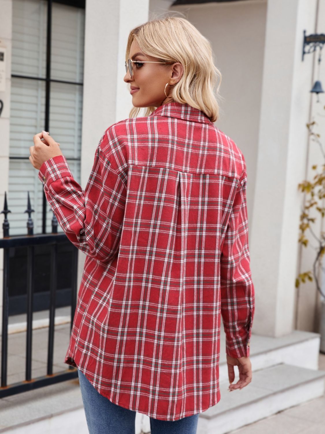 Stylish Mandy Plaid Button-Up Long Sleeve Shirt for Women | Casual & Office Wear | Perfect for Fall & Winter Outfits