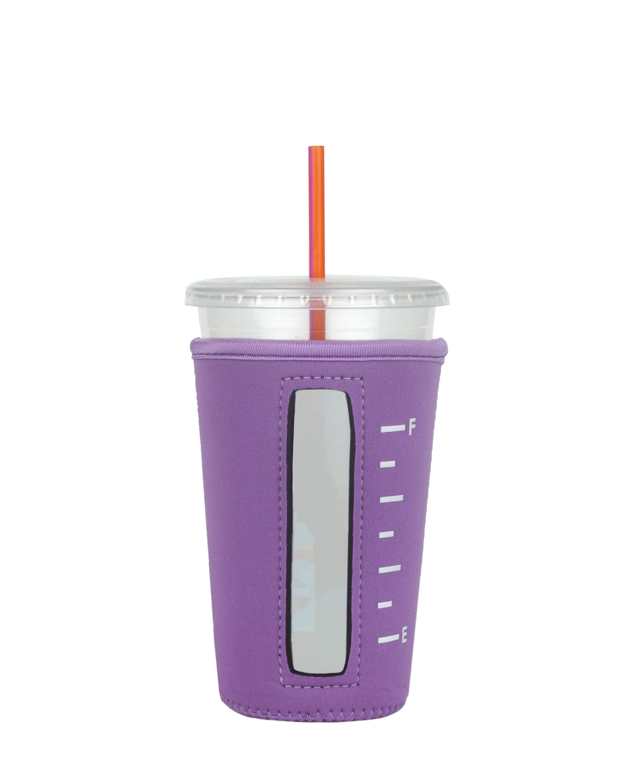 Eco-Friendly Reusable Neoprene Coffee Cup Sleeve for Iced Drinks & Hot Beverages - Medium Size, Light Purple | Perfect for Starbucks, Dunkin' & Travel Mugs | Keeps Hands Cool & Drinks Fresh