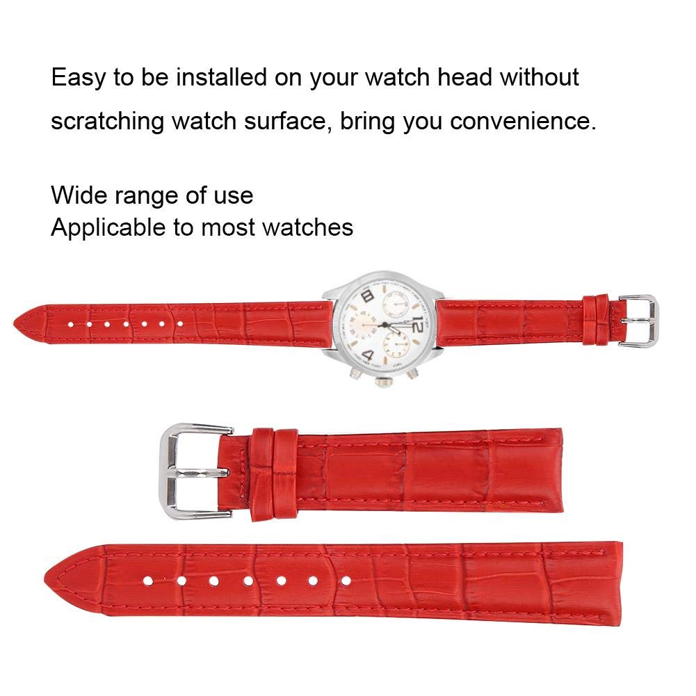 ZJchao 18mm Red PU Leather Watch Band - Adjustable Unisex Watch Strap Replacement for Men & Women, Perfect for Watch Repair, Daily Wear & Gift Giving