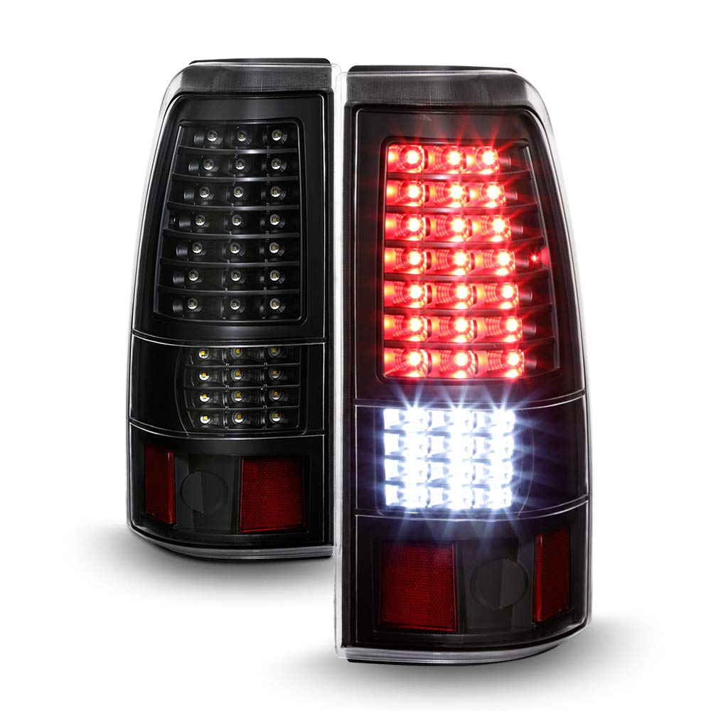 ACANII Full LED Tail Lights for 1999-2006 GMC Sierra 1500/2500/3500 & 1999-2002 Chevy Silverado - Black Left & Right Pair - Upgrade Your Truck's Style & Night Visibility for Safer Driving