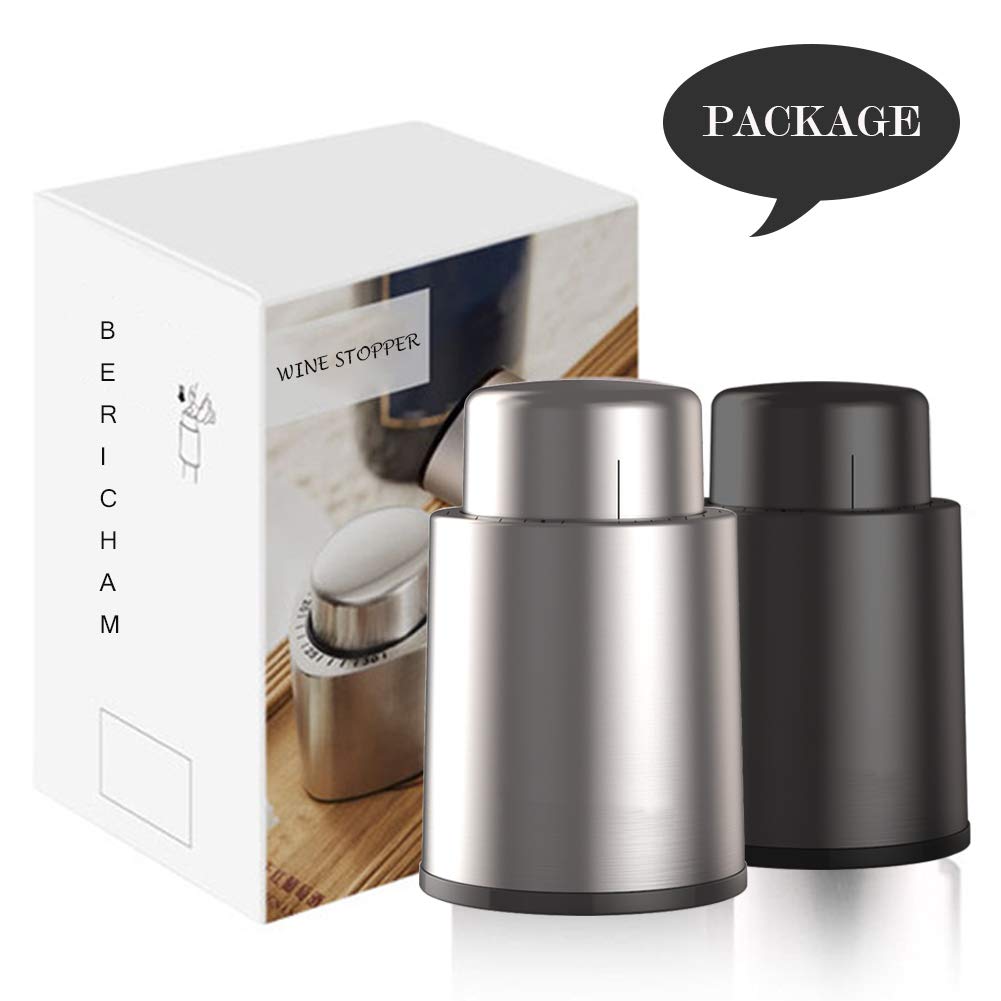 Premium Vacuum Wine Stoppers with Time Scale - 2 Pack Stainless Steel & ABS Wine Preserver Corks | Leakproof Wine Sealer for Champagne, Red & White Wine | Keeps Wine Fresh for 7 Days | Ideal Gift for Wine Lovers | Perfect for Parties, Home Bars & Restaurants