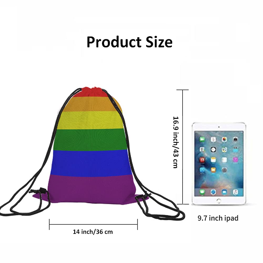 LGBT Pride Drawstring Backpack - Rainbow Flag Design Gym Sack for Yoga, Sports & Travel | Waterproof Lightweight String Bag for Men & Women | Perfect for Gym, Beach & Festival