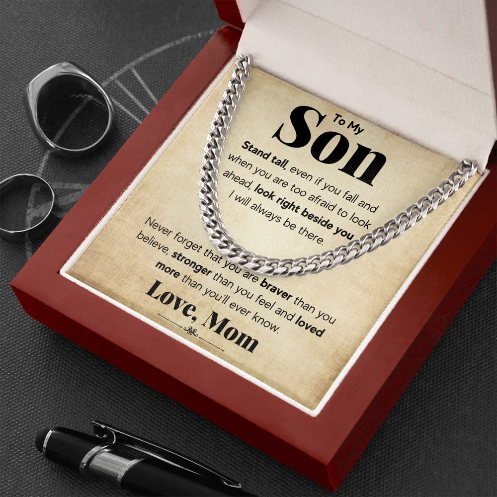 Mom & Son Cuban Link Necklace - Graduation Christmas Gift for Him
