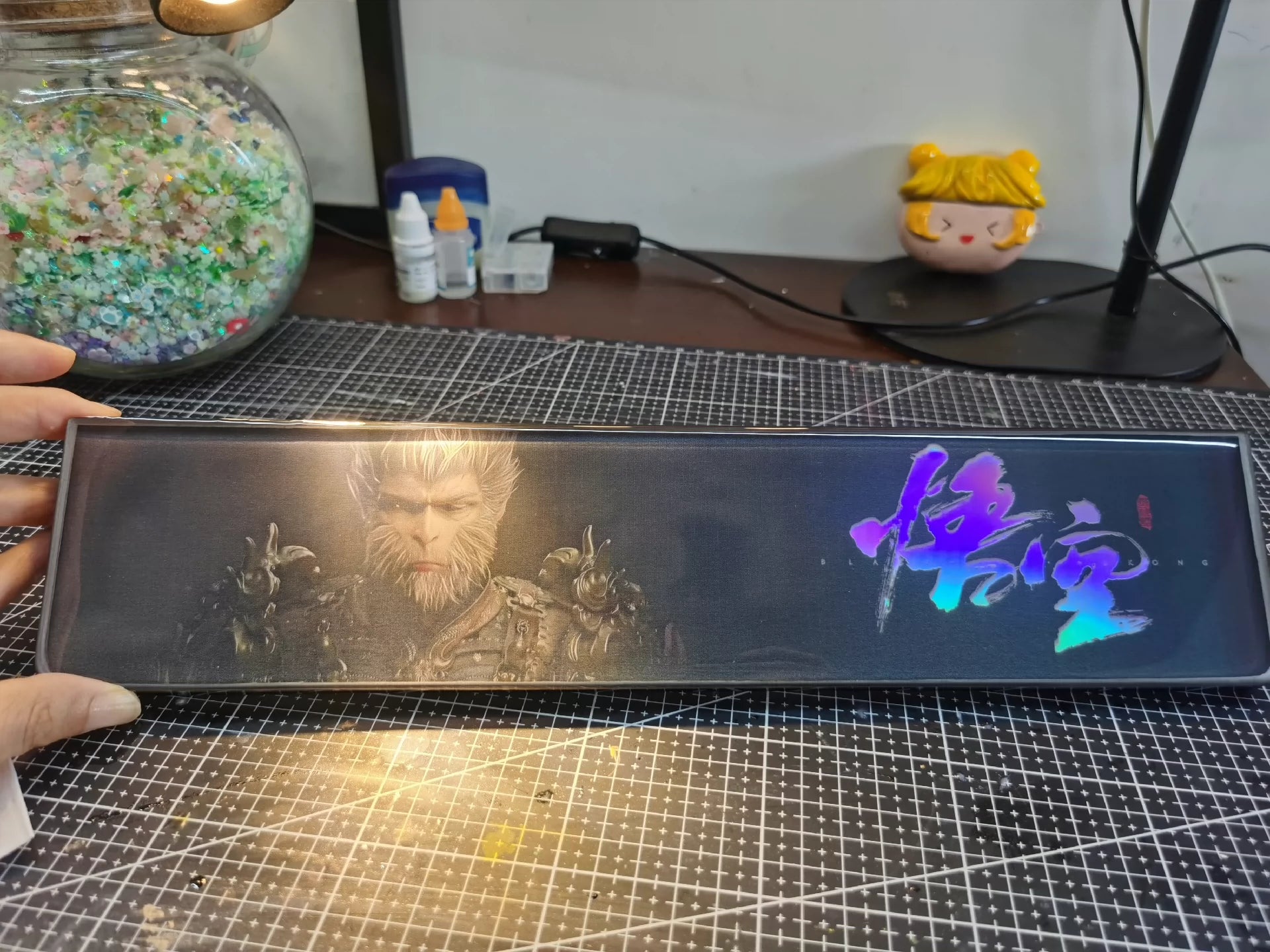Black Myth: Wukong Themed Handmade Custom Resin Keyboard Wrist Rest - Ergonomic Gaming & Office Keyboard Accessory for Comfortable Typing - Perfect for PC Gamers and Programmers