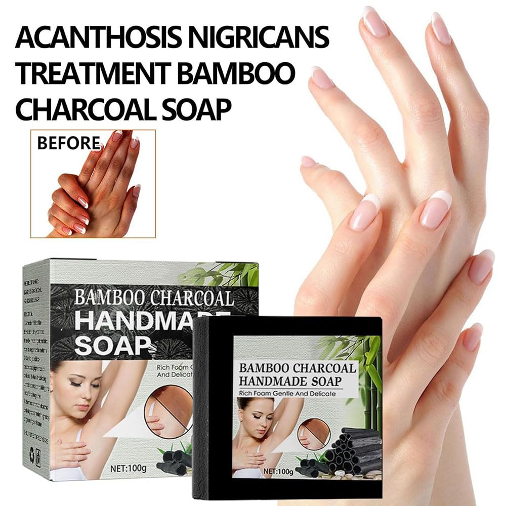 Klarime Bamboo Charcoal Soap Bar - Natural Dark Spot Treatment for Acanthosis Nigricans, Activated Charcoal Face & Body Cleanser | Handmade Black Soap for Deep Cleansing & Skin Brightening | Perfect for Daily Skincare Routine & Sensitive Skin Care