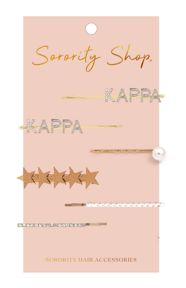 Kappa Kappa Gamma Sorority Hair Clips - 6 Pack Hair Barrettes for Women & Girls - Perfect for Sorority Events, College Parties & Greek Life Accessories