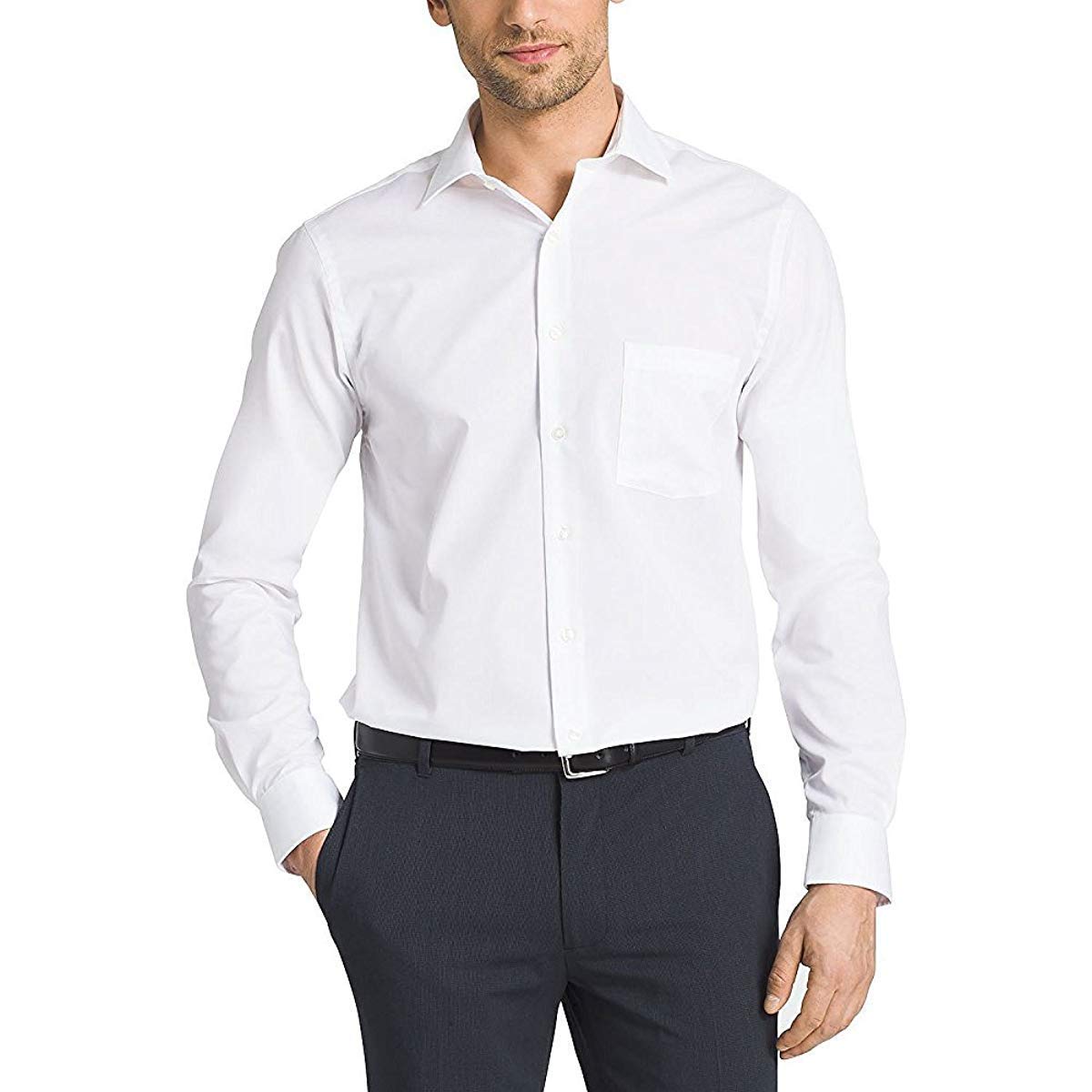 Kirkland Signature Men's Traditional Fit Non-Iron Dress Shirt - Premium Wrinkle-Free Business Shirt for Office, Interview & Formal Occasions