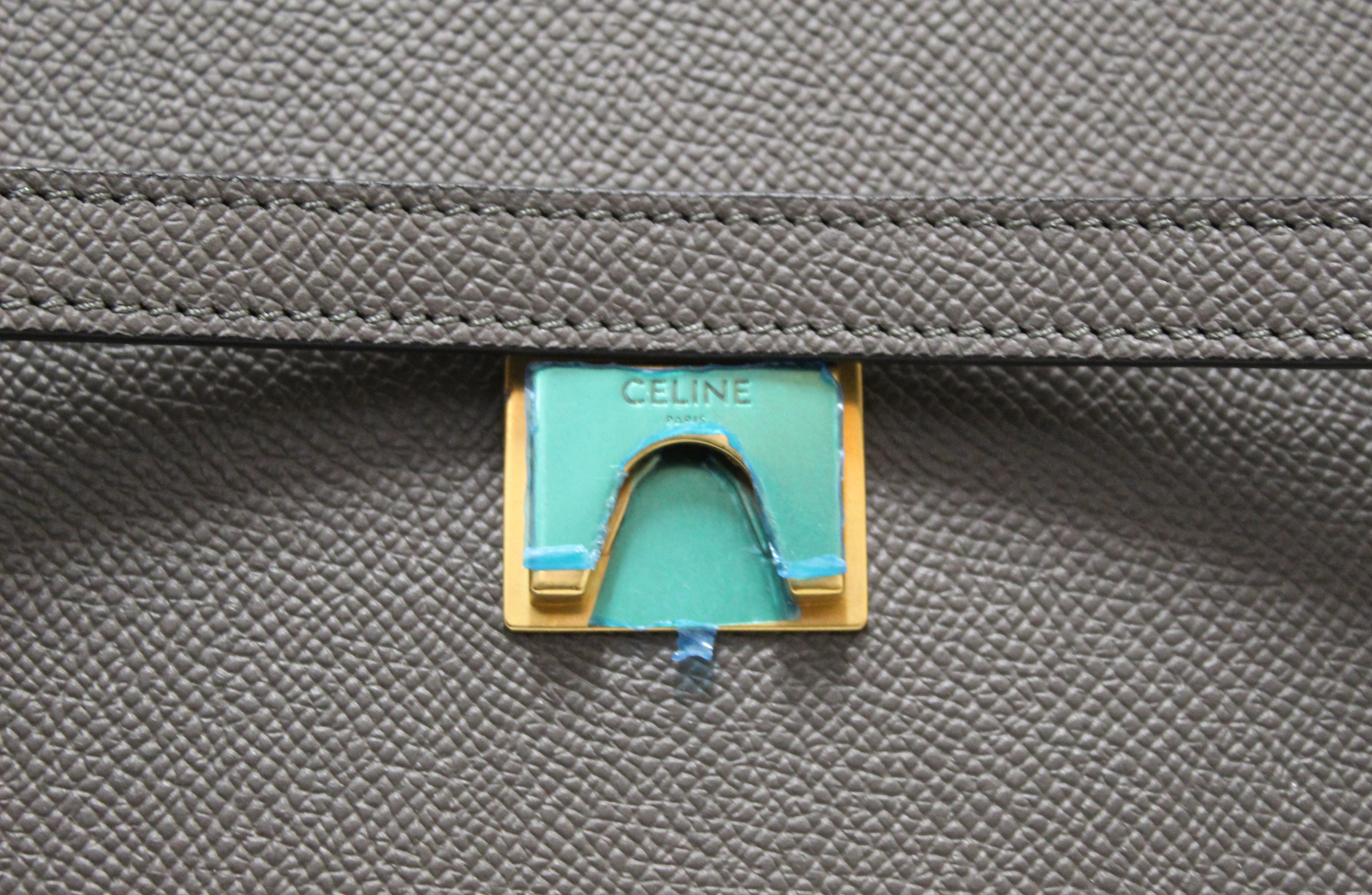 Authentic Celine Grey Grained Calfskin Leather Mini Belt Shoulder Bag for Women | Luxury Crossbody Purse | Perfect for Work, Travel & Evening Out