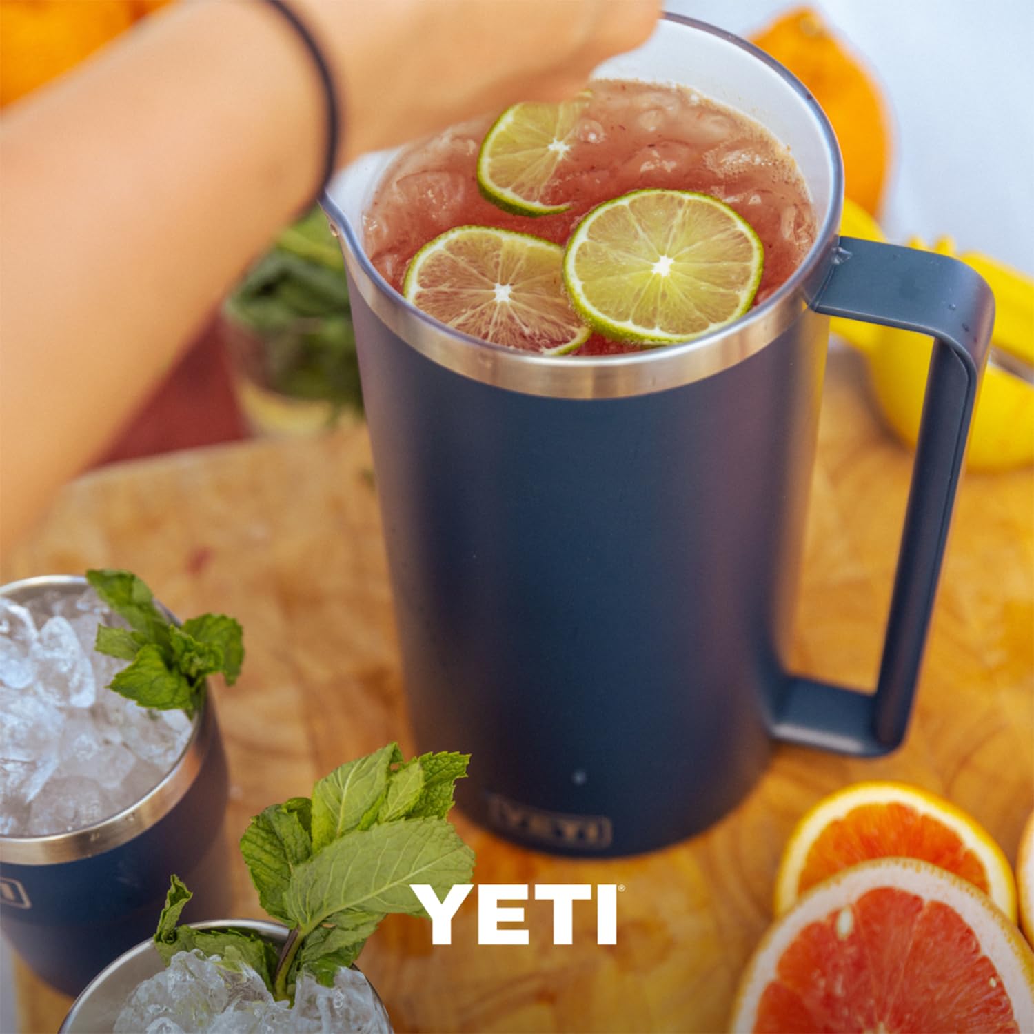 YETI Rambler 64 oz Vacuum Insulated Stainless Steel Pitcher with MagSlider Lid - White | Outdoor, Camping, BBQ & Party Drink Dispenser